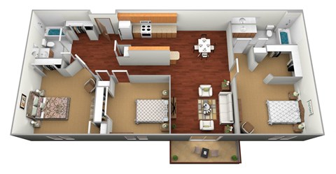 Floor plan for 3 beds, 2 baths, 1395 sqft